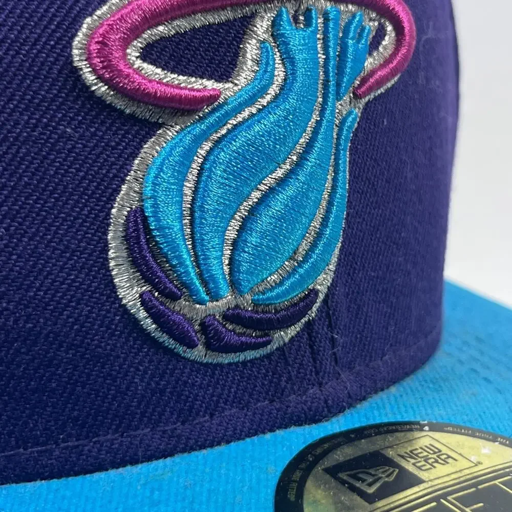 MIAMI HEAT Hat Mens 7 5/8 NEW ERA 59FIFTY HWC NBA Hardwood Classics Fitted Blue